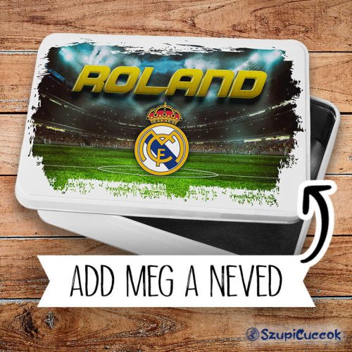 Egyedi Nevekkel - Real Madrid fém szendvicsdoboz (tároló doboz)